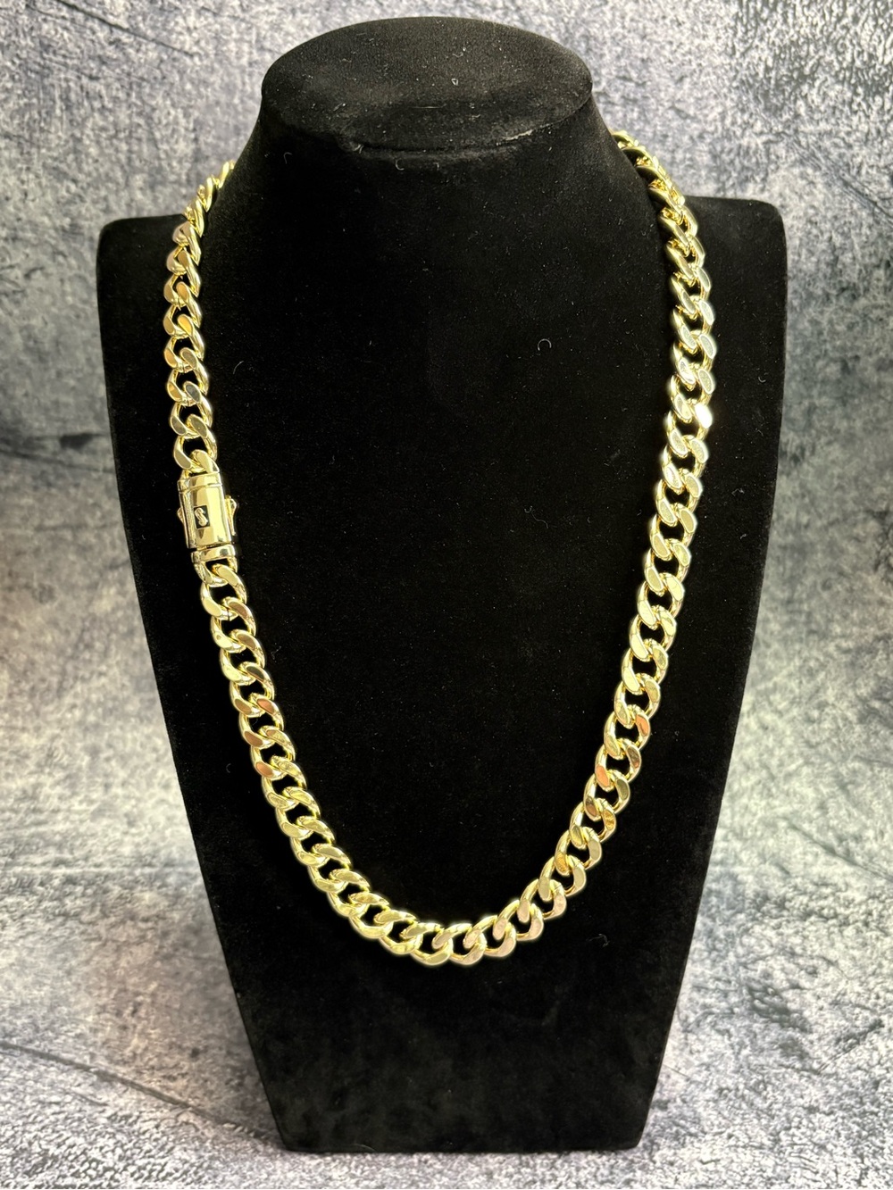 Classic Gold Filled Cuban Link Necklace with stamped Box Lock- Mens Jewelry